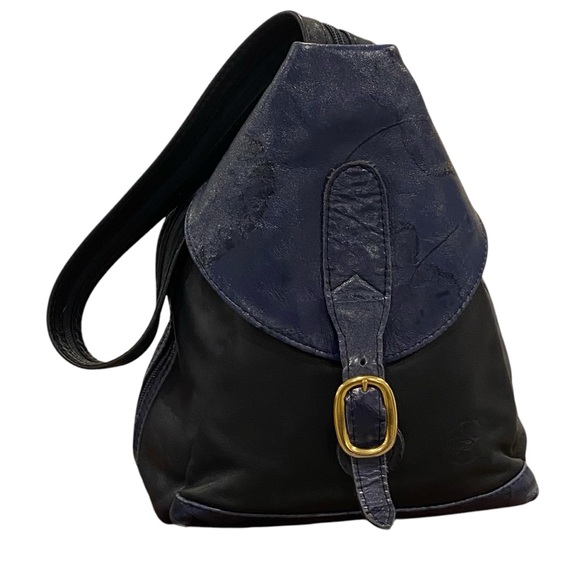 atelier cuir Handbags - Atelier Cuir Canada Convertible Backpack Shoulder Bag Navy Blue & Black